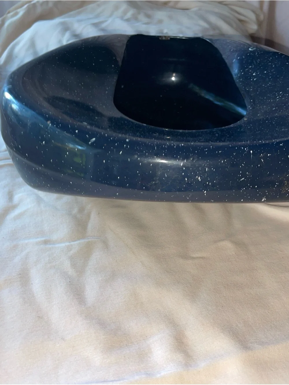 Vintage Speckled Navy Portable Bedpan for Home Bath